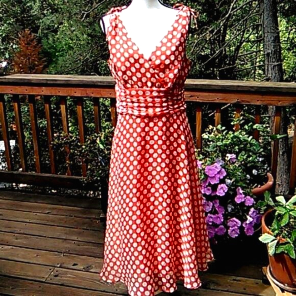 🎆Host Pick🎆🎉🎊Connected ORANGE Polka Dot Dress
